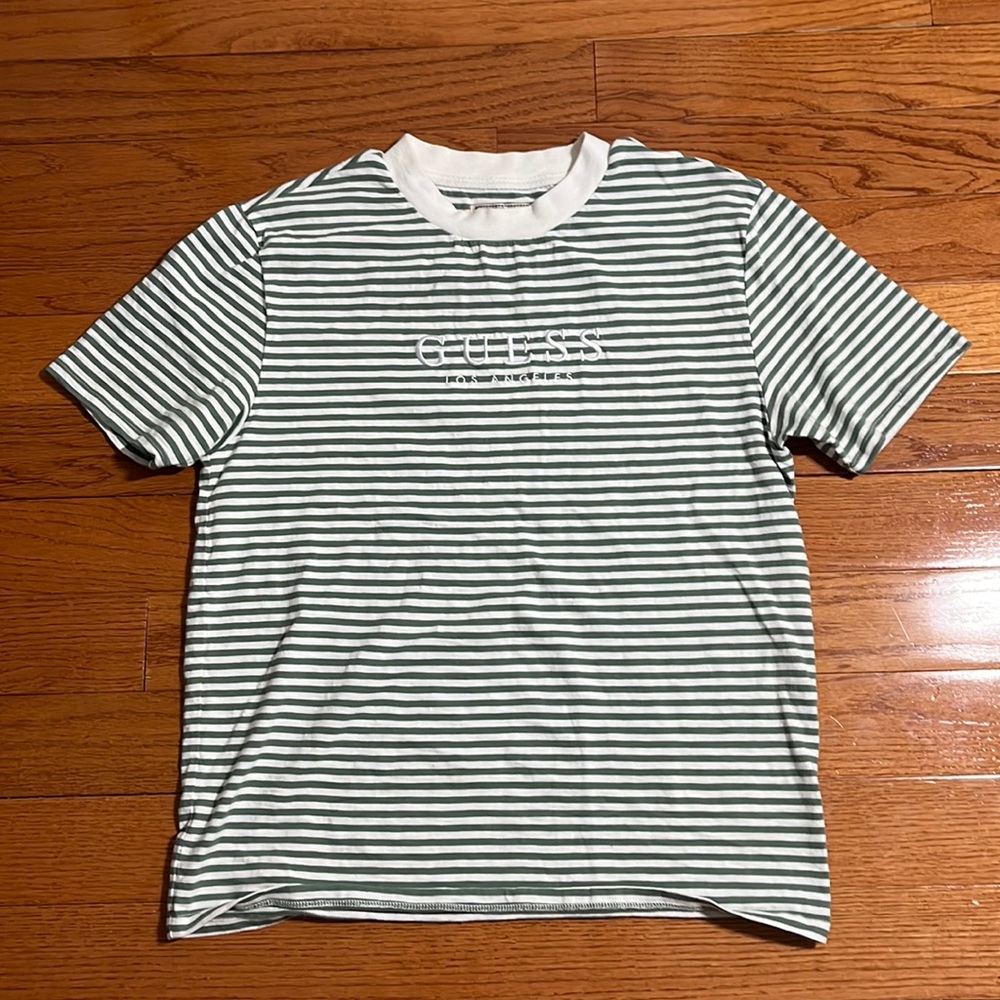 guess green striped shirt